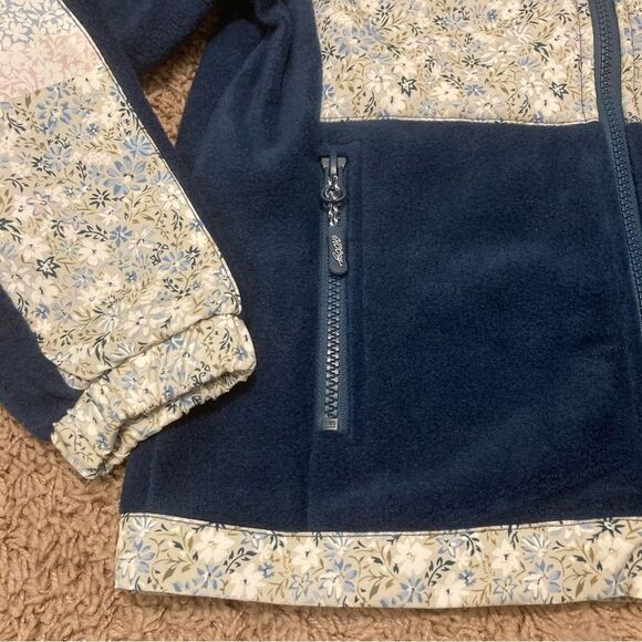 Hooey Tech Fleece Jacket Girls Youth Small Navy Floral Full Zip Soft Lightweight - Picture 3 of 8